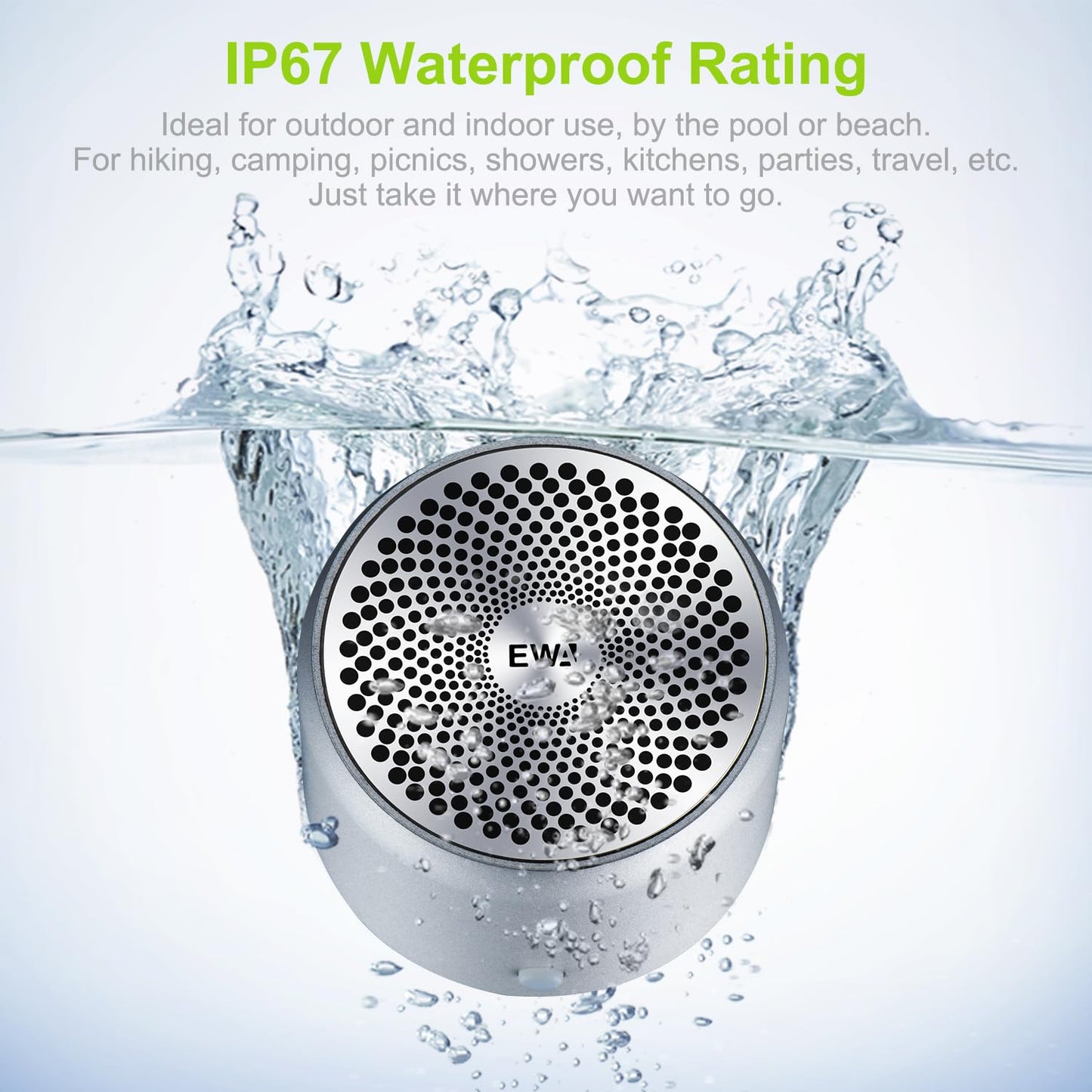 EWA Travel Case Packed, Portable Bluetooth IP67 Waterproof,